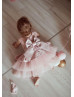 Blush Lace Tulle Peplum Flower Girl Dress